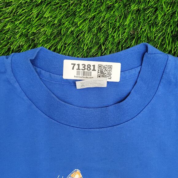 Vintage 80s Hanes Shirt XL 24x28 Blue Eagle Football USA - Picture 9 of 12